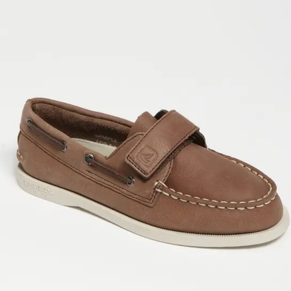 Sperry Top Sider Kids Brown Leather Boat Shoes- Little Kids/Toddler 10M - Picture 1 of 7